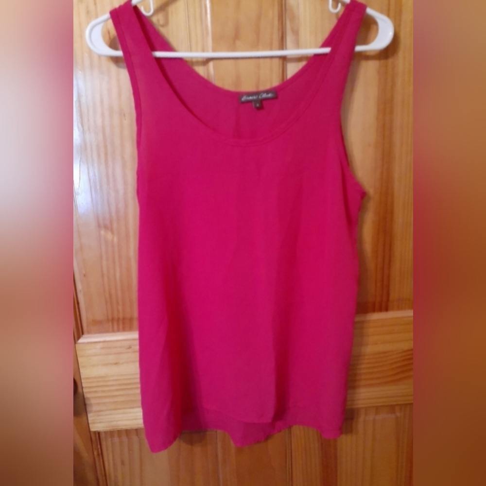 Bright pink womens tank top that is sheer and light weight. Leaving Soon!